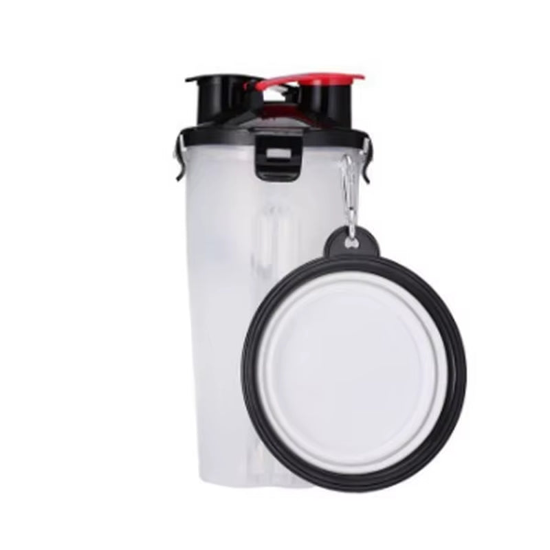 2 in 1Pet Water Bottle Dispenser Travel Portable Dog Cat Drinking Travel Folding Silicone Bowl for Dog Cat Food Water Feeder Cup