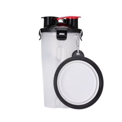 2 in 1Pet Water Bottle Dispenser Travel Portable Dog Cat Drinking Travel Folding Silicone Bowl for Dog Cat Food Water Feeder Cup