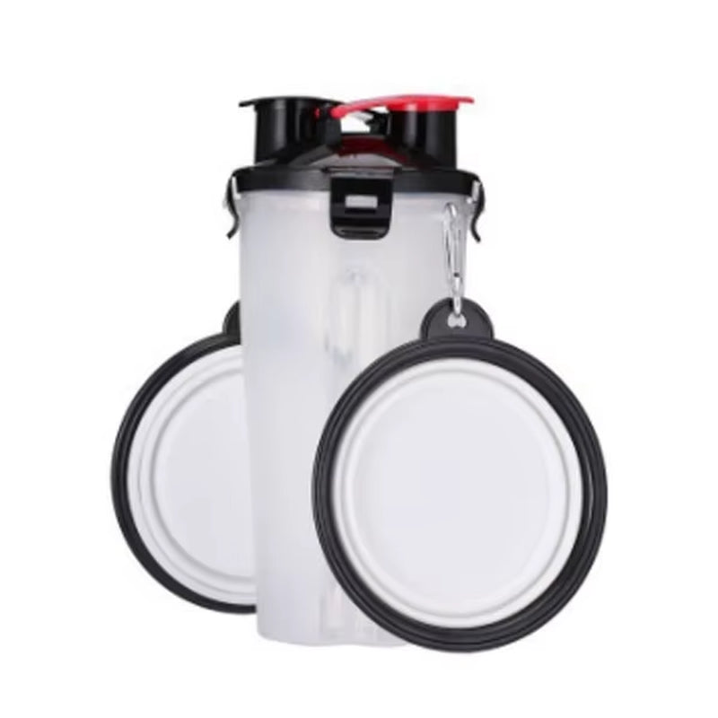 2 in 1Pet Water Bottle Dispenser Travel Portable Dog Cat Drinking Travel Folding Silicone Bowl for Dog Cat Food Water Feeder Cup