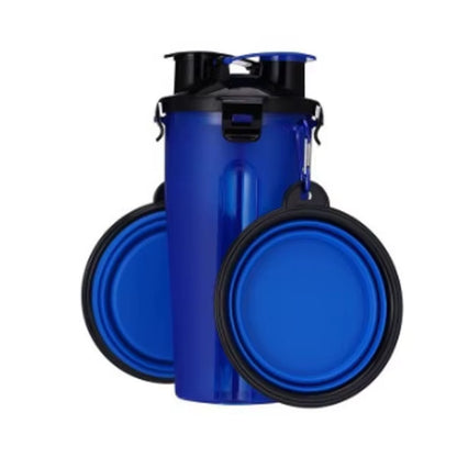 2 in 1Pet Water Bottle Dispenser Travel Portable Dog Cat Drinking Travel Folding Silicone Bowl for Dog Cat Food Water Feeder Cup