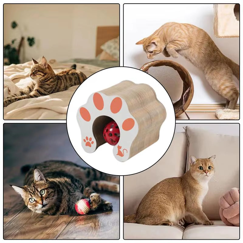 Cardboard Cat Toy Foldable Cat Scratch Board with Ball Kitty Scratching Post Cat Ball Track Toy Cat Accordion Toy Cat Scratcher