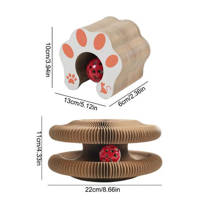 Cardboard Cat Toy Foldable Cat Scratch Board with Ball Kitty Scratching Post Cat Ball Track Toy Cat Accordion Toy Cat Scratcher