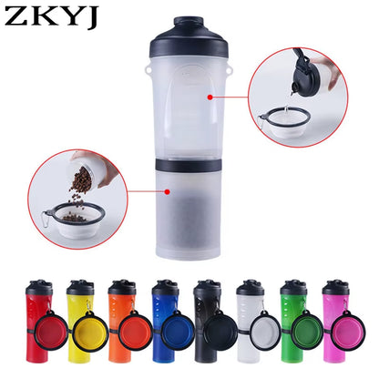 2 in 1Pet Water Bottle Dispenser Travel Portable Dog Cat Drinking Travel Folding Silicone Bowl for Dog Cat Food Water Feeder Cup