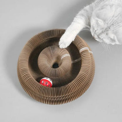 Cardboard Cat Toy Foldable Cat Scratch Board with Ball Kitty Scratching Post Cat Ball Track Toy Cat Accordion Toy Cat Scratcher