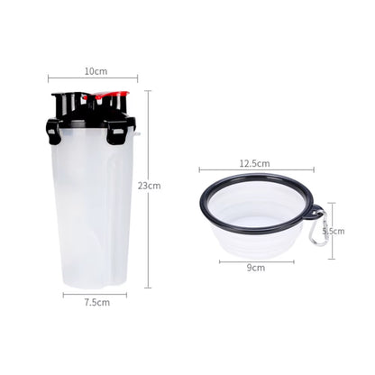 2 in 1Pet Water Bottle Dispenser Travel Portable Dog Cat Drinking Travel Folding Silicone Bowl for Dog Cat Food Water Feeder Cup